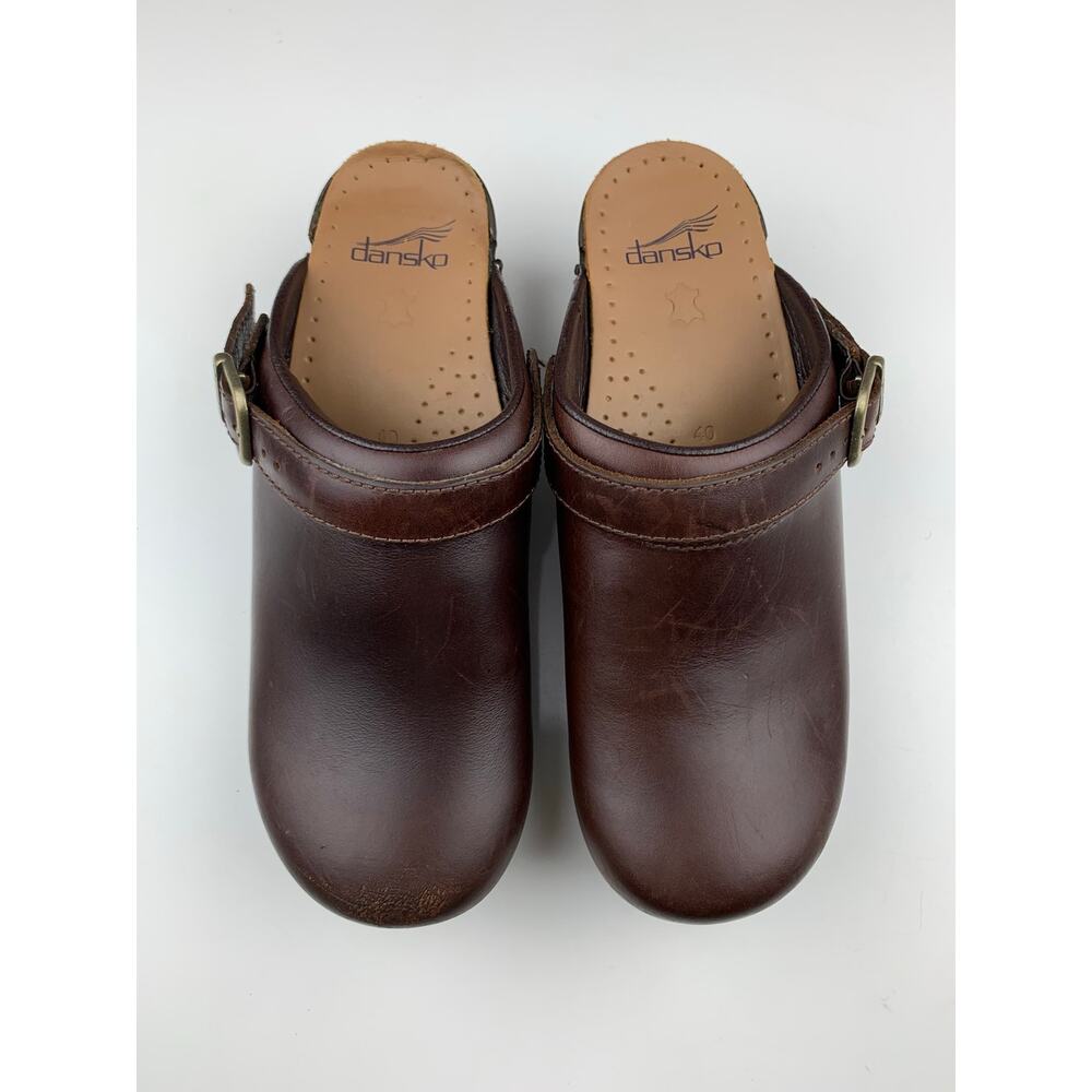 Dansko Ingrid Clogs Brown Leather Slip On Shoes Slingback Women's 40 US 9.5 10 - Picture 3 of 10